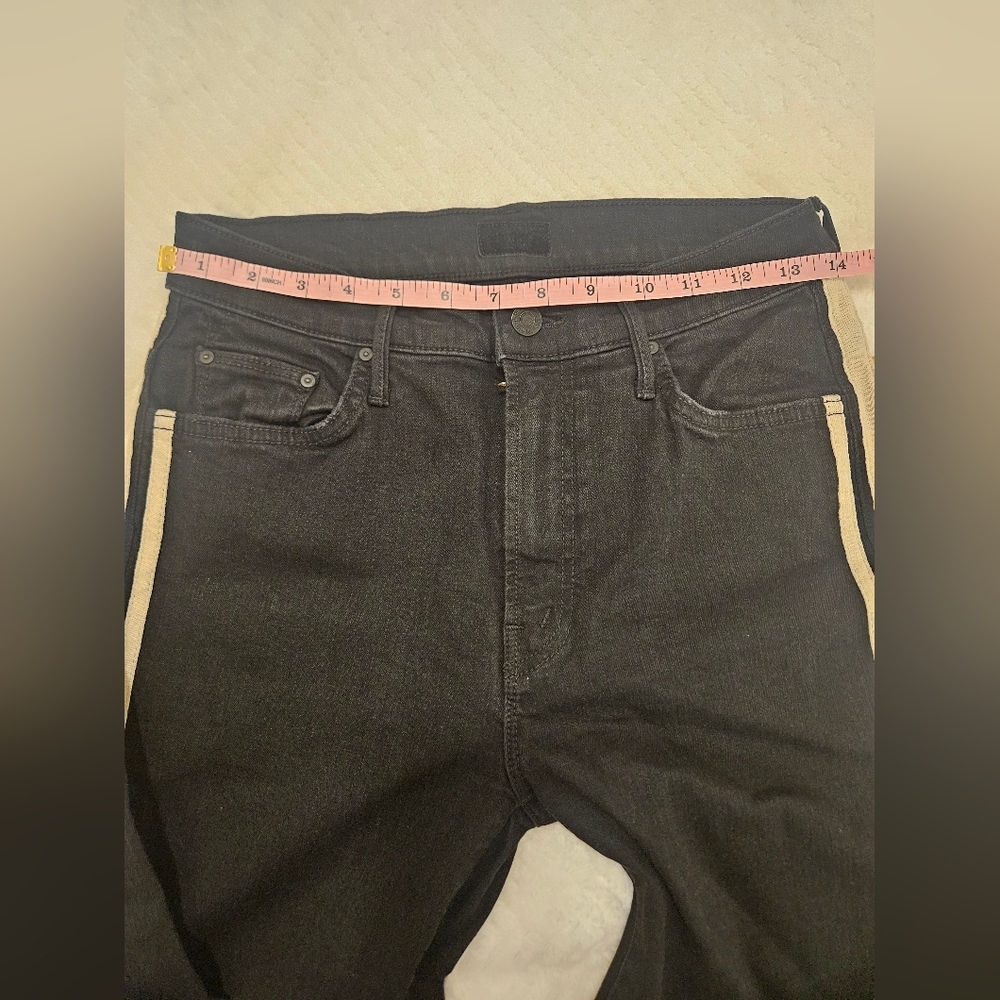 Mother Insider Striped Crop Step-Hem Fray Jeans In Guilty Racer Size 28 - Picture 13 of 16